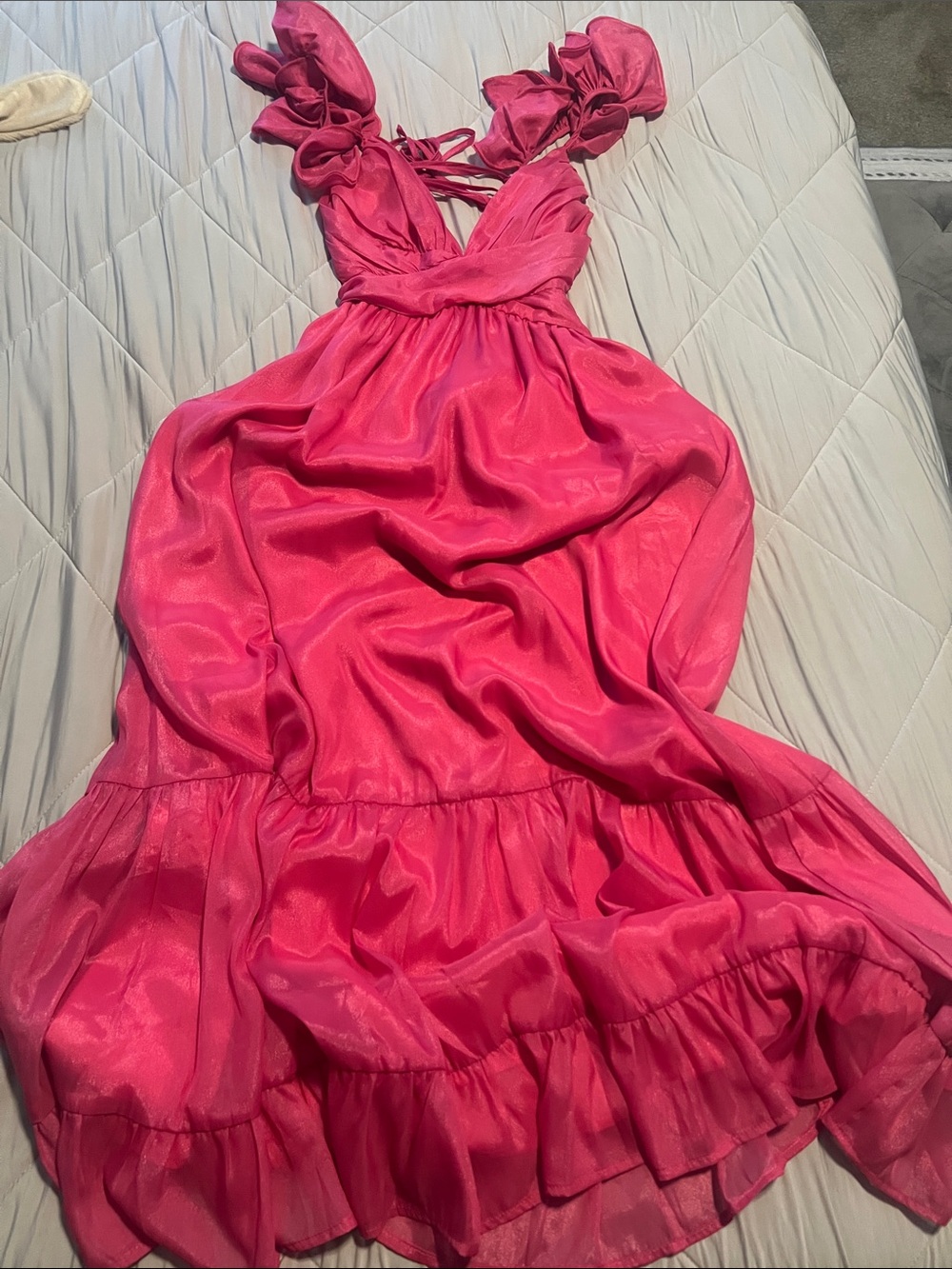 Petal & Pup Hot Pink Ruffle Strap Tiered Dress